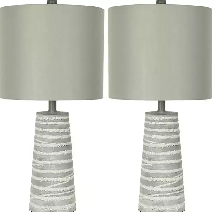 Abstract Gray Ribbed Stripes Table Lamps, Set of 2