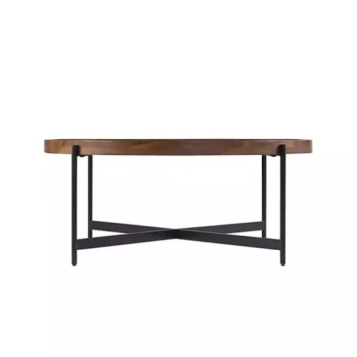 Acacia Wood Round Tray Top Coffee Table
