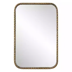 Aged Bronze Hammered Metal Wall Mirror