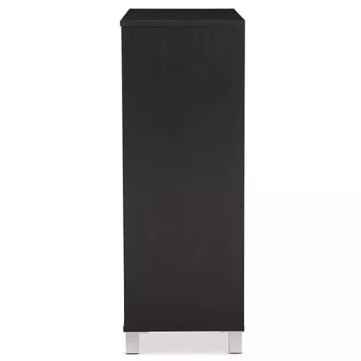 Aldrich Black Slatted Shoe Storage Cabinet