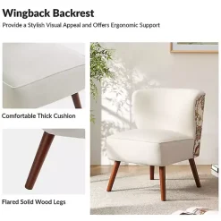 Alex Ivory Upholstered Floral Back Accent Chair