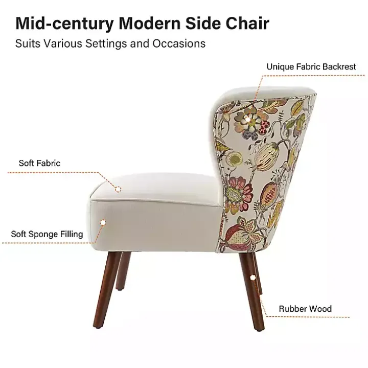 Alex Ivory Upholstered Floral Back Accent Chair