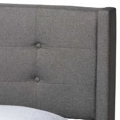 Amala Gray Button Tufted Queen Bed Frame