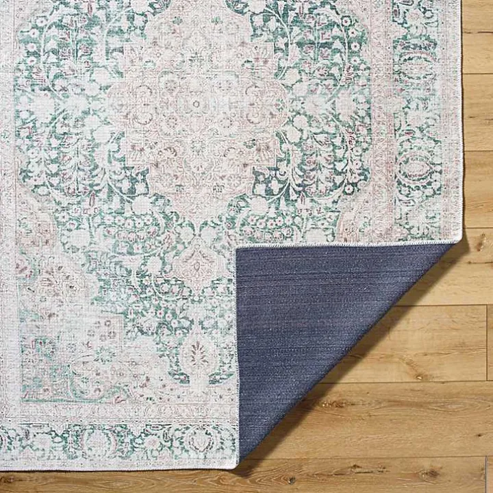 Amelie Green Traditional Washable Area Rug, 7x10