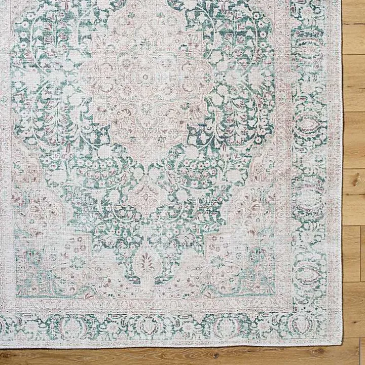 Amelie Green Traditional Washable Area Rug, 7x10