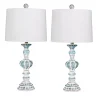 Antique Blue Candlestick Table Lamps, Set of 2