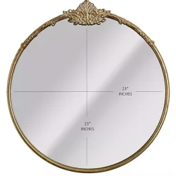Antique Brass Metal Ornate Round Mirror