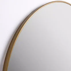 Antique Brass Nouveau Linear Round Mirror