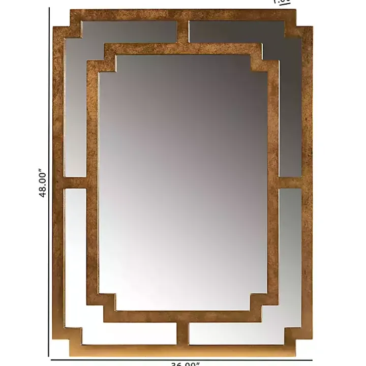 Antique Gold Geometric Overlay Wall Mirror