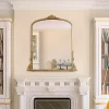 Antique Gold Metal Baroque Arch Wall Mirror