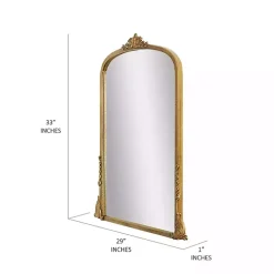 Antique Gold Metal Baroque Arch Wall Mirror