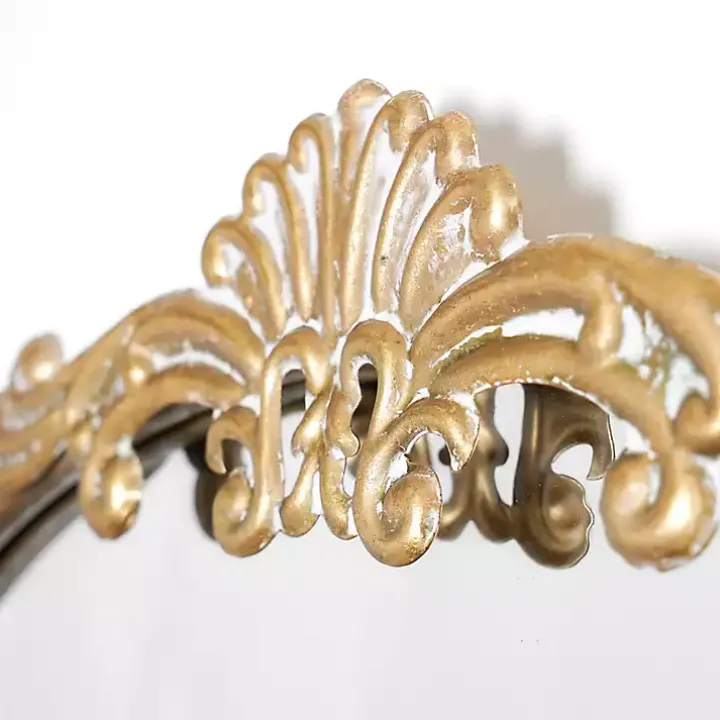 Antique Gold Metal Ornate Arch Wall Mirror