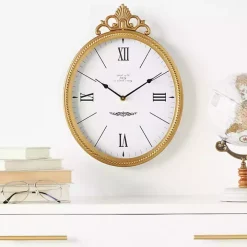 Antique Gold Metal Scroll Wall Clock