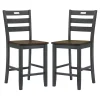 Antique Gray Wood Counter Stools, Set of 2
