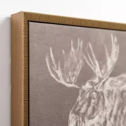Antique Moose Framed Canvas Art Print