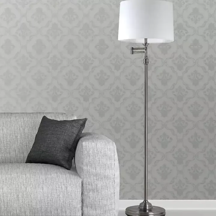 Antique Pewter Swing Arm Floor Lamp