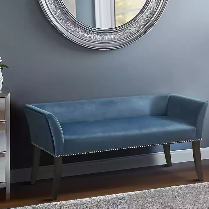 Antique Sapphire Low Back Upholstered Bench