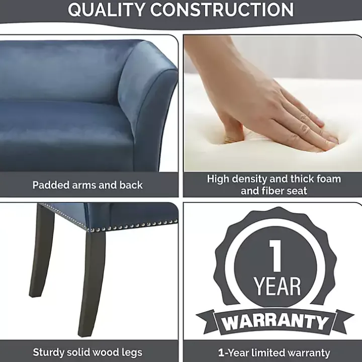 Antique Sapphire Low Back Upholstered Bench