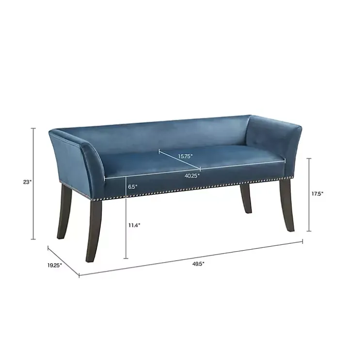 Antique Sapphire Low Back Upholstered Bench