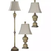 Antique Statue Floor and Table Lamps, Set of 3