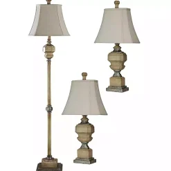 Antique Statue Floor and Table Lamps, Set of 3