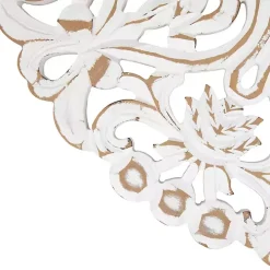 Antique White Damask Round Wall Plaque