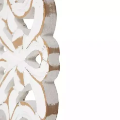 Antique White Damask Round Wall Plaque