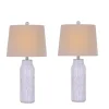 Antique White Deco Diamond Table Lamps, Set of 2