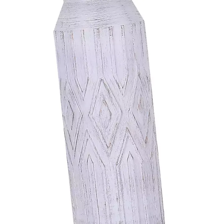 Antique White Deco Diamond Table Lamps, Set of 2