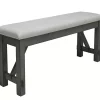 Antique White Upholstered Gray Wood Dining Bench
