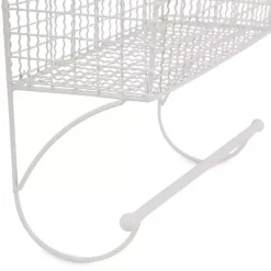 Antique White Wire Basket Towel Rack, 17 in.