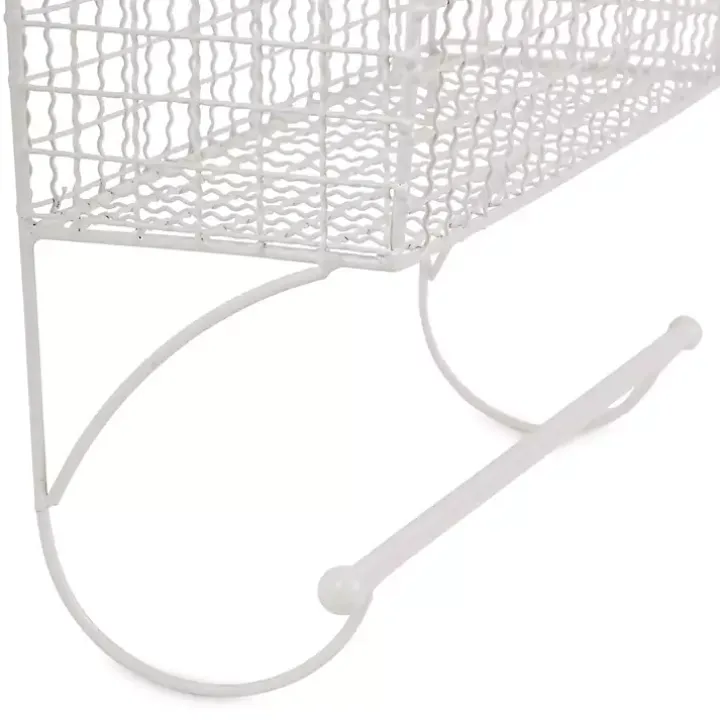 Antique White Wire Basket Towel Rack, 17 in.