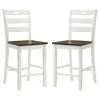 Antique White Wood Counter Stools, Set of 2