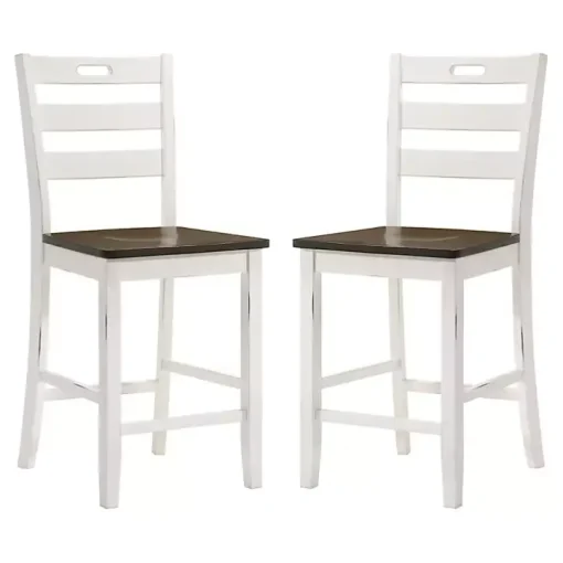 Antique White Wood Counter Stools, Set of 2