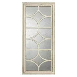 Antique Whitewashed Diamond Panel Wall Mirror