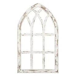 Antiqued White Window Pane Arch Plaque