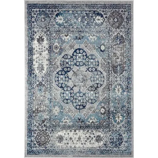 Aqua and Gray Alex Loomed Area Rug, 7x9