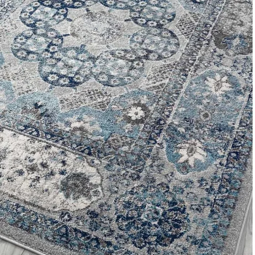 Aqua and Gray Alex Loomed Area Rug, 7x9