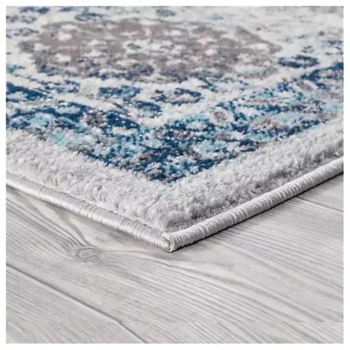 Aqua and Gray Alex Loomed Area Rug, 7x9