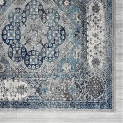 Aqua and Gray Alex Loomed Area Rug, 7x9