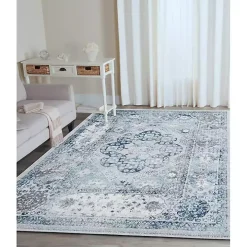 Aqua and Gray Alex Loomed Area Rug, 7x9