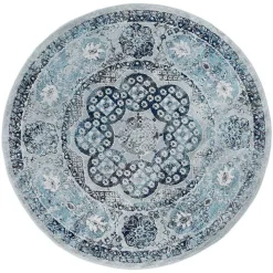 Aqua and Gray Alex Round Area Rug, 6x6