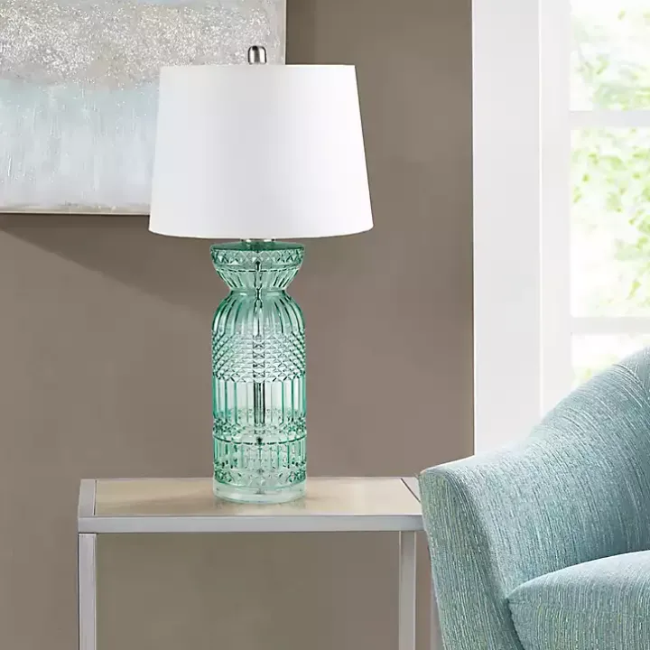 Aqua Blue Textured Glass Luxuria Table Lamp