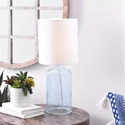Aqua Seeded Glass Table Lamp