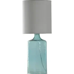 Aqua Seeded Glass Table Lamp