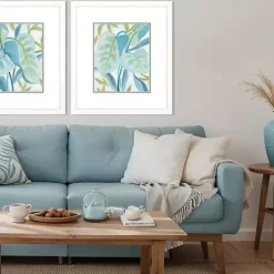 Aqua Tropical Leaves II Framed Art Print