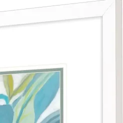 Aqua Tropical Leaves II Framed Art Print