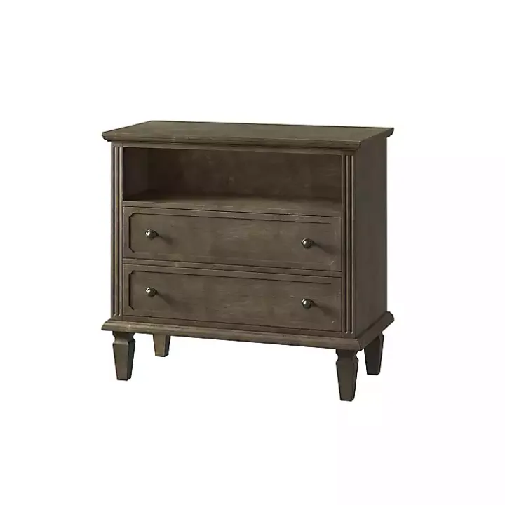 Ash Brown 2-Drawer Wood Nightstand