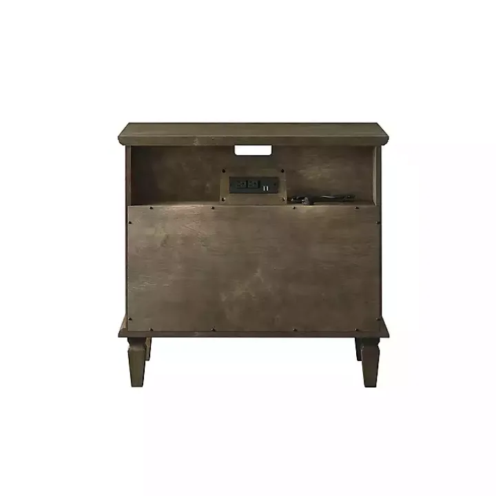 Ash Brown 2-Drawer Wood Nightstand