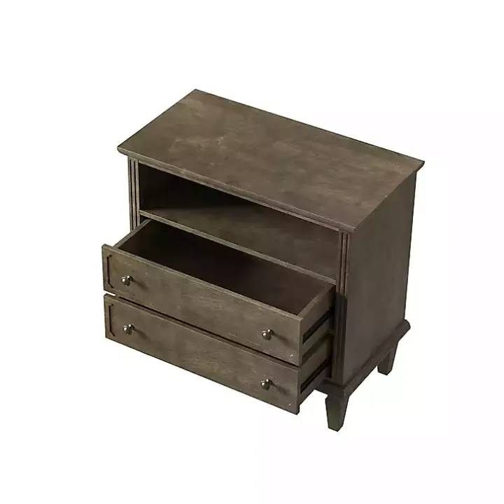 Ash Brown 2-Drawer Wood Nightstand